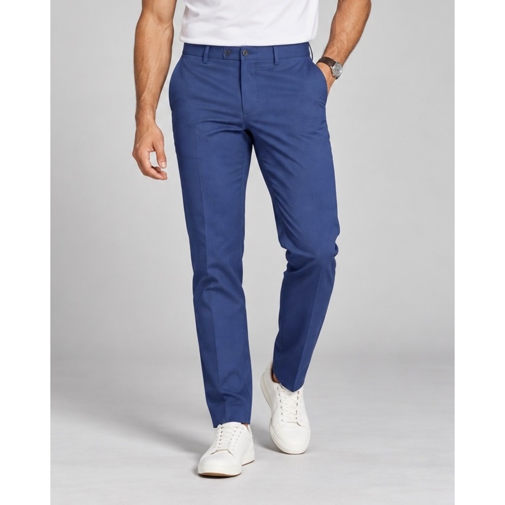 Perry Ellis Portfolio Mens 36x32 Blue Slim Fit Comfort Stretch Dress Pants NWT